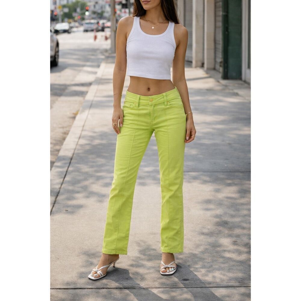 Vintage Y2K MetroStyle Stretch Womens Lime Green Lowrise Bootcut Jeans Size 6T